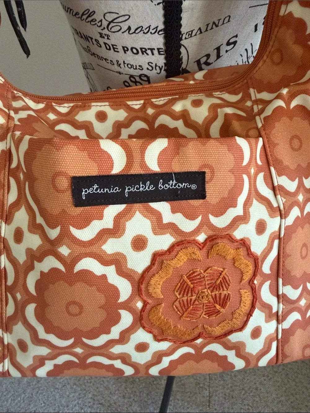 Catalina Patchwork Orange Floral Hobo Bag